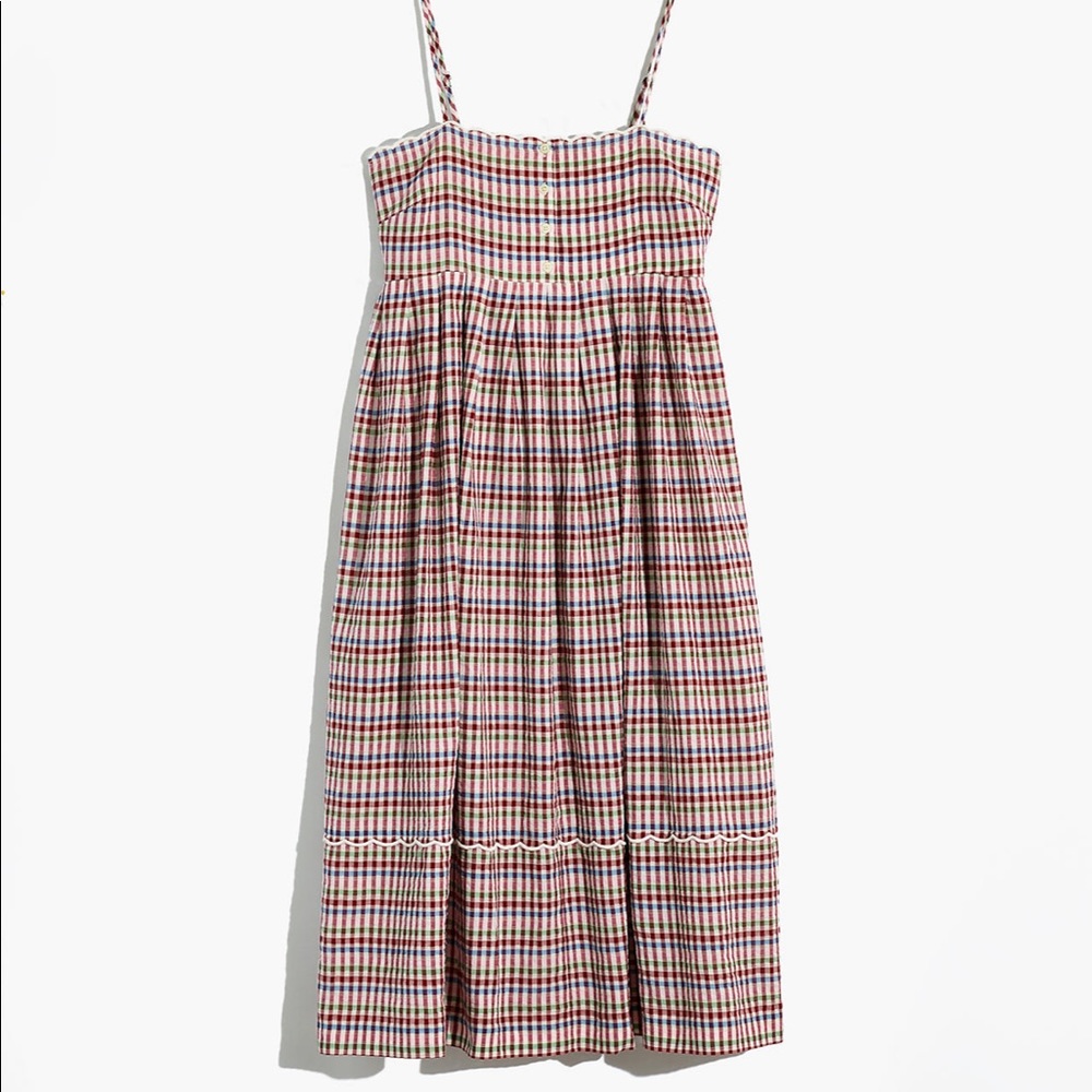 Madewell NWT Scalloped Midi Dress Rainbow Gingham